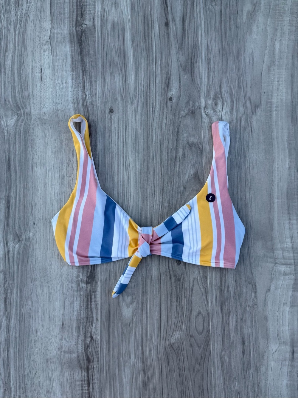 Hollister multi-stripe tie-front bikini top